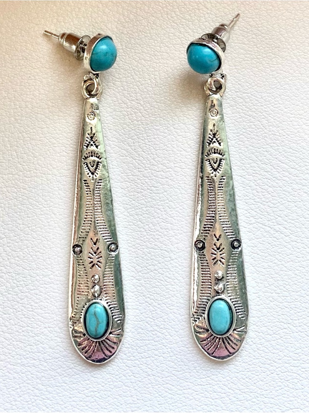 Turquoise Drop Silver Earrings